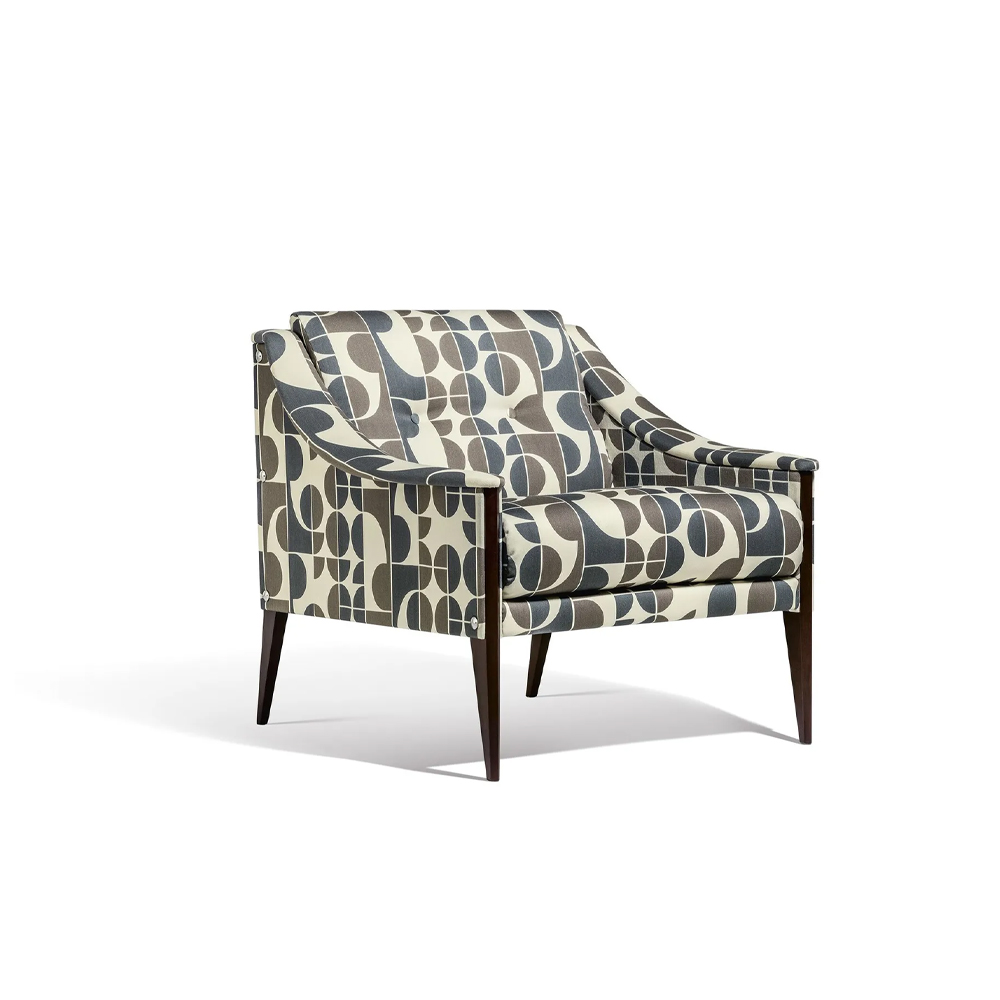 Fabric armchair with armrests